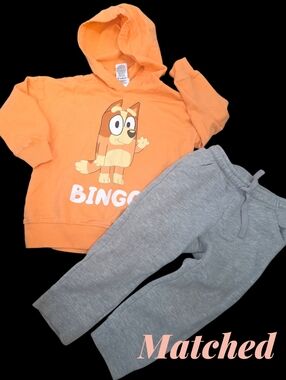 *1166 Bluey used once hoodie outfit set Toddler 2T